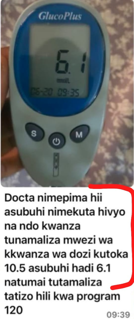 Matokeo ya mteja aliyetumia Afya Kwanza Combo